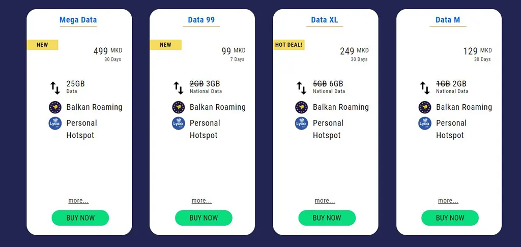 Lycamobile Macedonia SIM card Internet packages